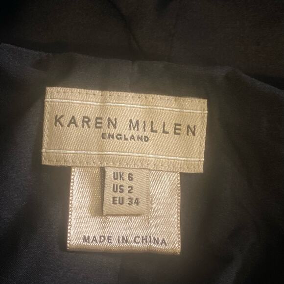 Karen Millen Black Silk One Shoulder Pleated Handkerchief Skirt Cocktail Dress - Picture 7 of 8